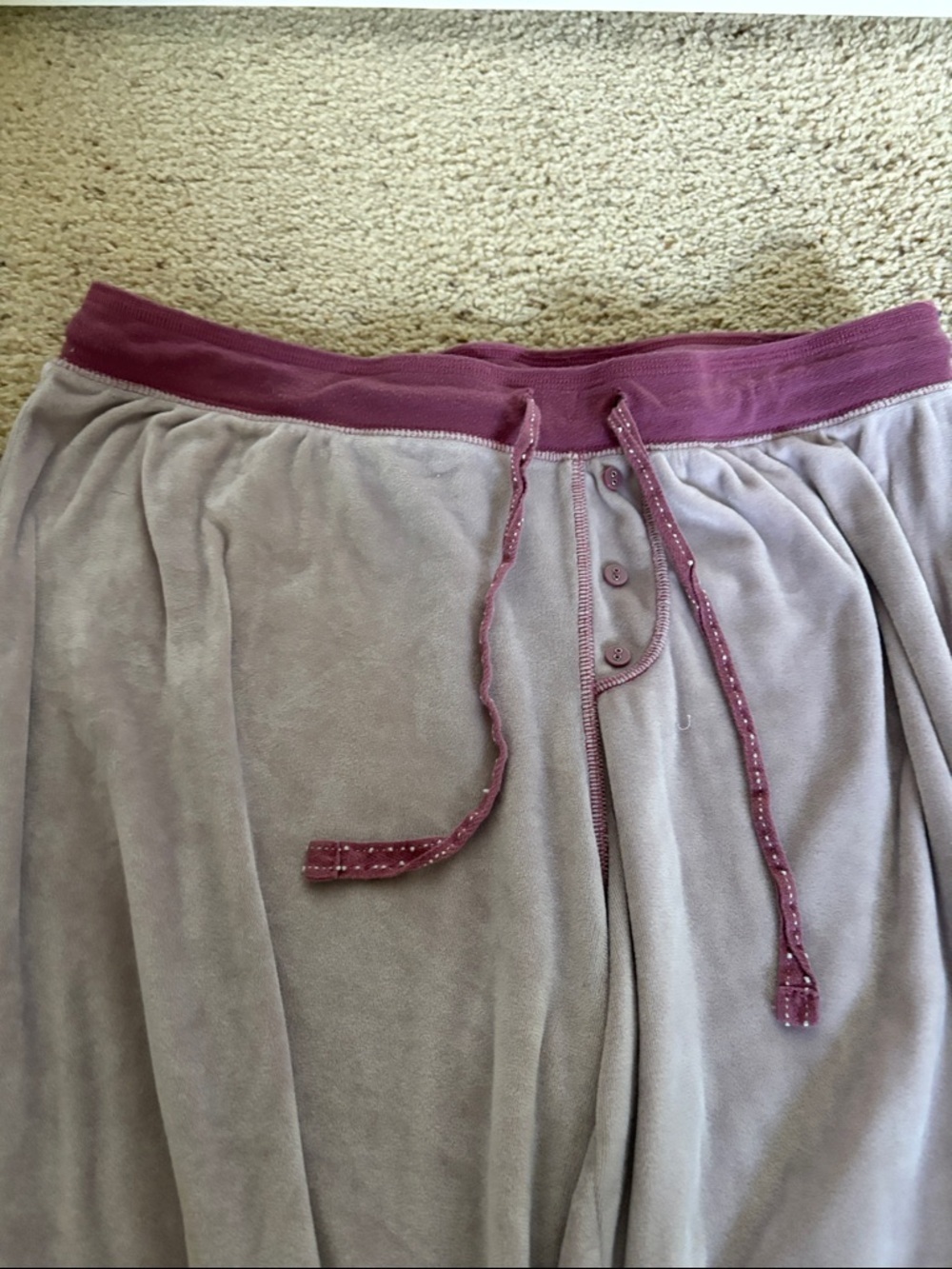 Plush Lounge Joggers in Dusty Mauve with Rose Trim large 12/14 
Velour